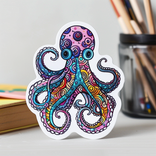 Sticker of an Octopus astronaut majestic Expressive surreal Vinyl Decal Sticker for Car, Laptop, Tumbler and more # F015633