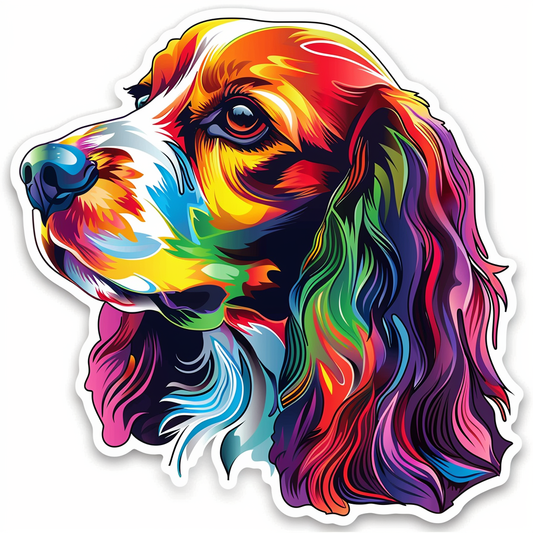 Cocker Spaniel Dog majestic Expressive surreal Vinyl Decal Sticker for Car, Laptop, Tumbler and more # F020289-4" x 4"