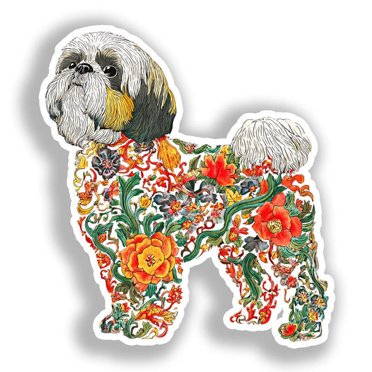 Shih Tzu Dog Vinyl Decal Sticker for Car, Laptop, Tumbler and more # A019155-4" x 4"