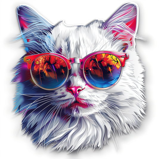 Adorable Turkish Angora Cat  Vinyl Decal Sticker for Car, Laptop, Tumbler and more # F020775-4" x 4"