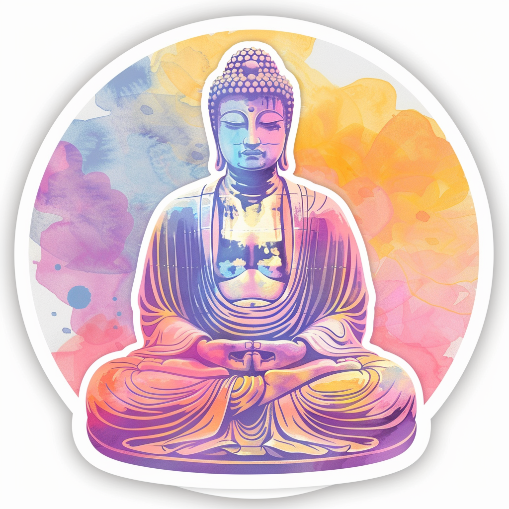 Buddha cartoon majestic Expressive surreal Vinyl Decal Sticker for Car, Laptop, Tumbler and more # F017106