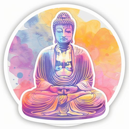 Buddha cartoon majestic Expressive surreal Vinyl Decal Sticker for Car, Laptop, Tumbler and more # F017106
