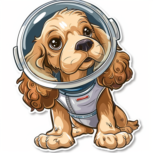 Cute and Adorable Cocker Spaniel Dog Expressive surreal Vinyl Decal Sticker for Car, Laptop, Tumbler and more # F019971-4" x 4"
