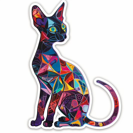 Adorable Cornish Rex Cat Expressive surreal Vinyl Decal Sticker for Car, Laptop, Tumbler and more # F021499-4" x 4"