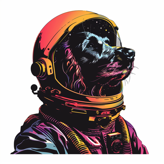 Sticker of a Cocker Spaniel Dog astronaut majestic Expressive surreal Vinyl Decal Sticker for Car, Laptop, Tumbler and more # F020196