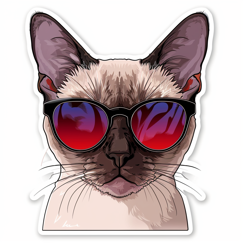 Burmese Cat wearing sunglasses Vinyl Decal Sticker for Car, Laptop, Tumbler and more # F010705