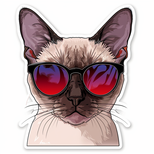 Burmese Cat wearing sunglasses Vinyl Decal Sticker for Car, Laptop, Tumbler and more # F010705