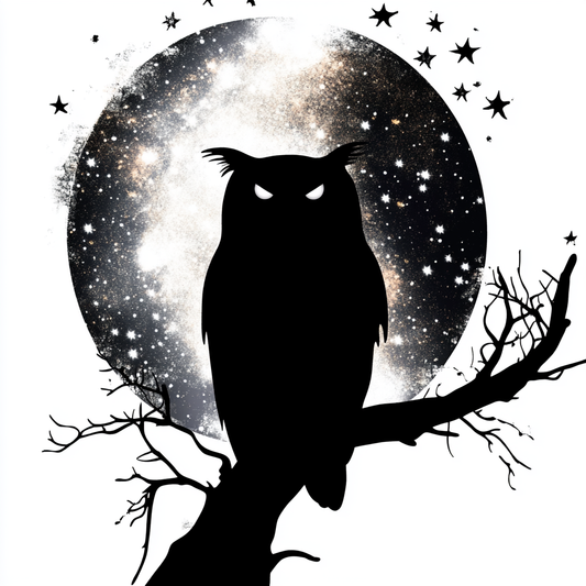 Owl Moon and Stars Vinyl Decal Sticker for Car, Laptop, Tumbler and more # F025741