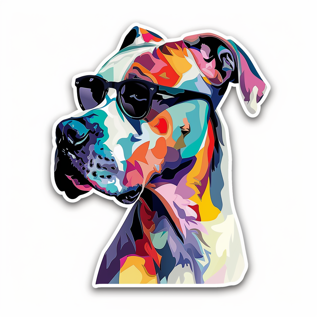 Adorable Great Dane Dog Expressive surreal Vinyl Decal Sticker for Car, Laptop, Tumbler and more # F018121
