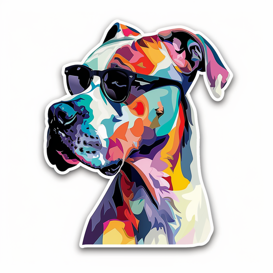 Adorable Great Dane Dog Expressive surreal Vinyl Decal Sticker for Car, Laptop, Tumbler and more # F018121