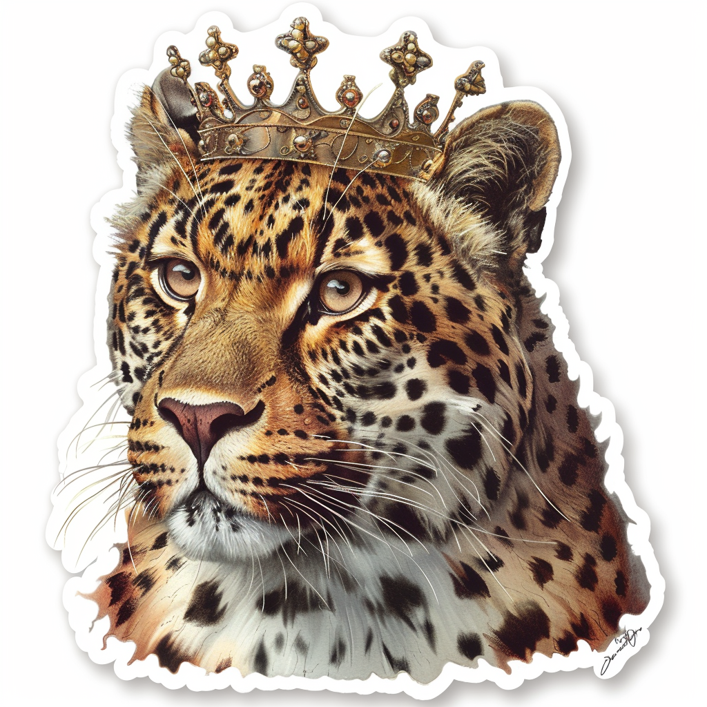 Leopard majestic Expressive surreal Vinyl Decal Sticker for Car, Laptop, Tumbler and more # F022467