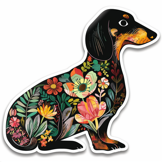 Dachshund Dog floral Vinyl Decal Sticker for Car, Laptop, Tumbler and more # F013169