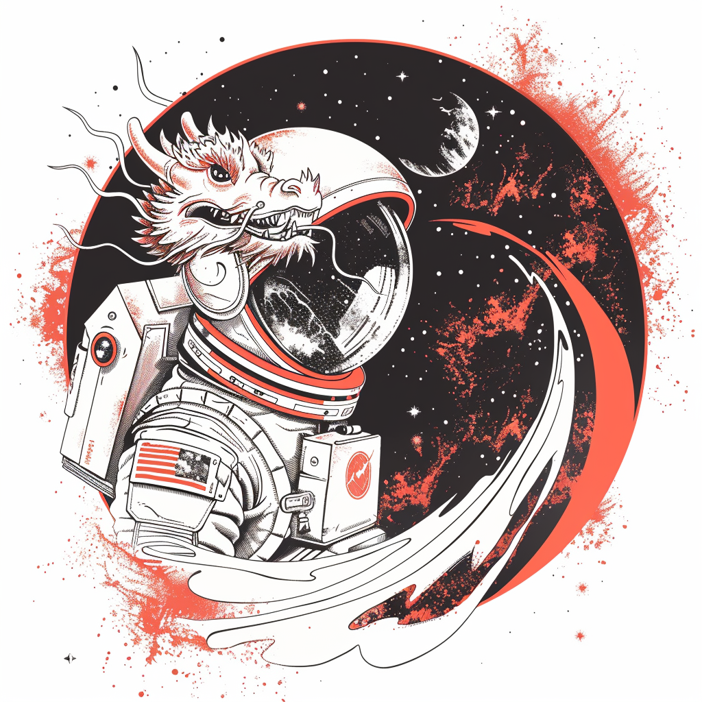 Sticker of a Dragon astronaut majestic Expressive surreal Vinyl Decal Sticker for Car, Laptop, Tumbler and more # F019132