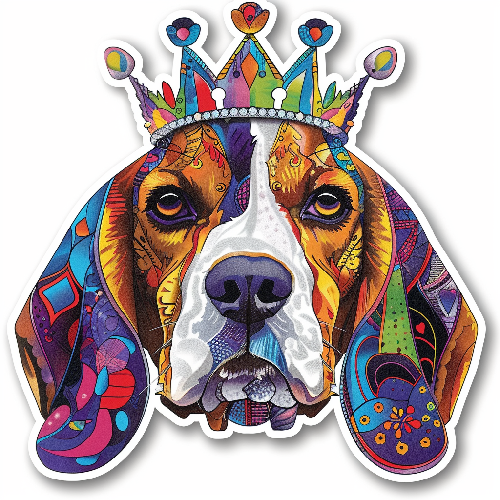 Beagle dog crowned Vinyl Decal Sticker for Car, Laptop, Tumbler and more # F011948
