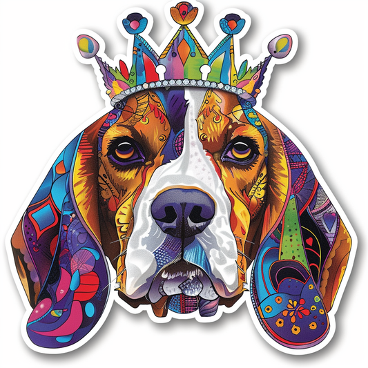 Beagle dog crowned Vinyl Decal Sticker for Car, Laptop, Tumbler and more # F011948