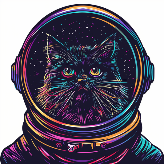 Persian Cat Space Expressive surreal Vinyl Decal Sticker for Car, Laptop, Tumbler and more # F016050