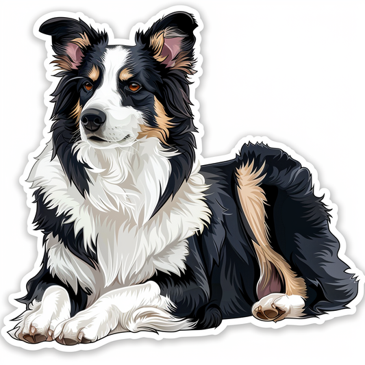 Border Collie Dog majestic Expressive surreal Vinyl Decal Sticker for Car, Laptop, Tumbler and more # F021706-4" x 4"