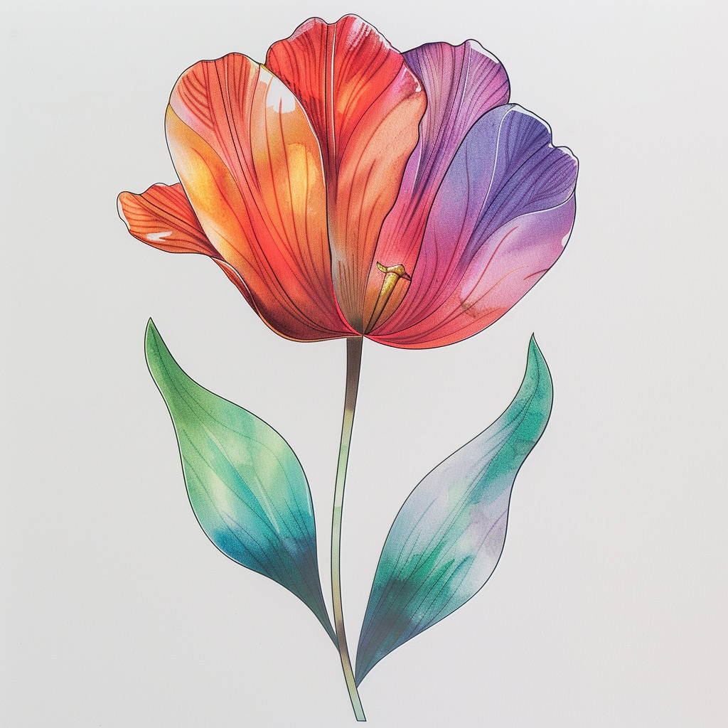 Sticker of a Tulip flower Vinyl Decal Sticker for Car, Laptop, Tumbler and more # F023388