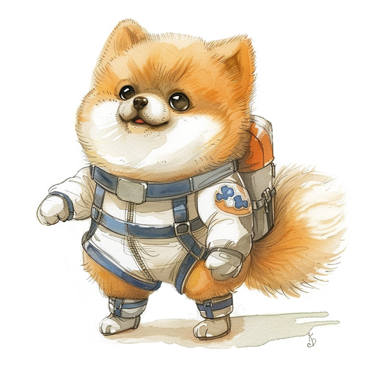 Sticker of a Pomeranian Dog astronaut majestic Expressive surreal Vinyl Decal Sticker for Car, Laptop, Tumbler and more # F013891