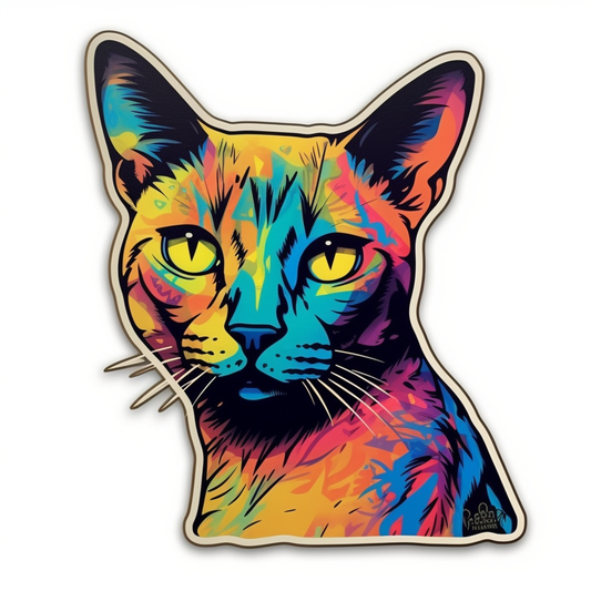 Burmese Cat modern neon graffiti Vinyl Decal Sticker for Car, Laptop, Tumbler and more # F010729