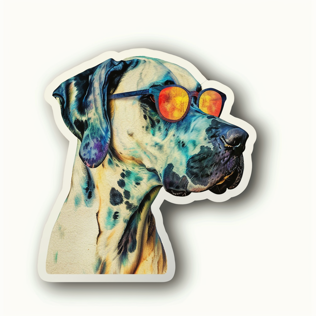 Adorable Great Dane Dog Expressive surreal Vinyl Decal Sticker for Car, Laptop, Tumbler and more # F018112