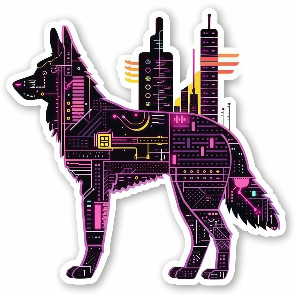 German Shepherd Dog cyber punk Vinyl Decal Sticker for Car, Laptop, Tumbler and more # F011521