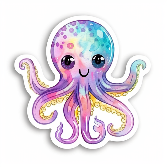 Adorable Octopus with chubby cheeks Expressive surreal Vinyl Decal Sticker for Car, Laptop, Tumbler and more # F015963
