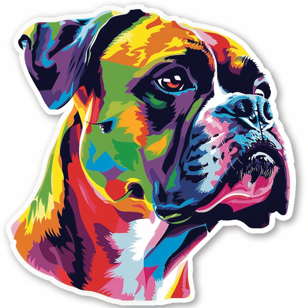 Boxer DogWhite  Vinyl Decal Sticker for Car, Laptop, Tumbler and more # F07201