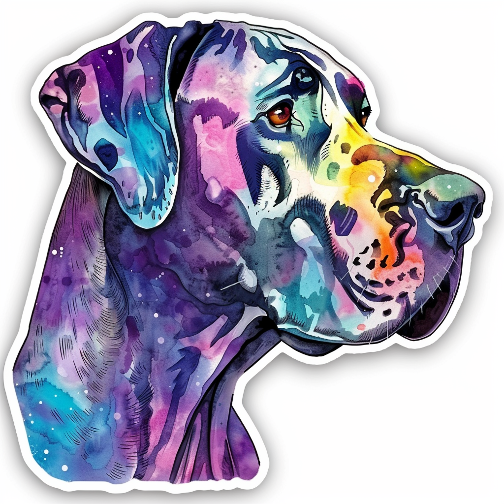 Adorable Great Dane Dog Expressive surreal Vinyl Decal Sticker for Car, Laptop, Tumbler and more # F017876