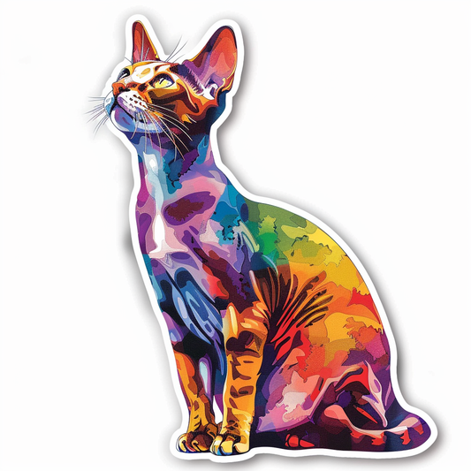 Abyssinian Cat astronaut majestic Expressive surreal Vinyl Decal Sticker for Car, Laptop, Tumbler and more # F021103-4" x 4"