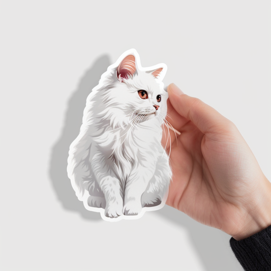 Adorable Turkish Angora Cat  Vinyl Decal Sticker for Car, Laptop, Tumbler and more # F020967-4" x 4"