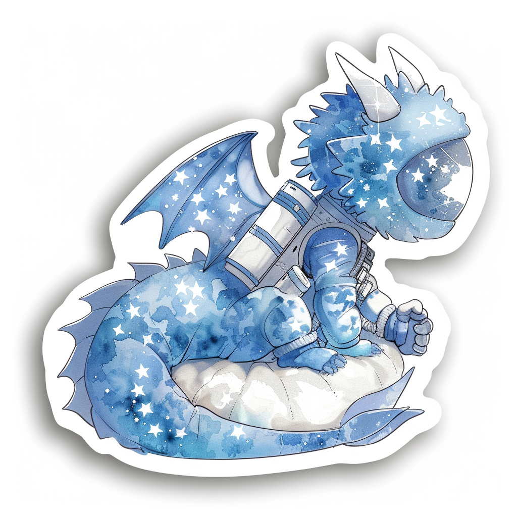 Sticker of a Dragon astronaut majestic Expressive surreal Vinyl Decal Sticker for Car, Laptop, Tumbler and more # F019136