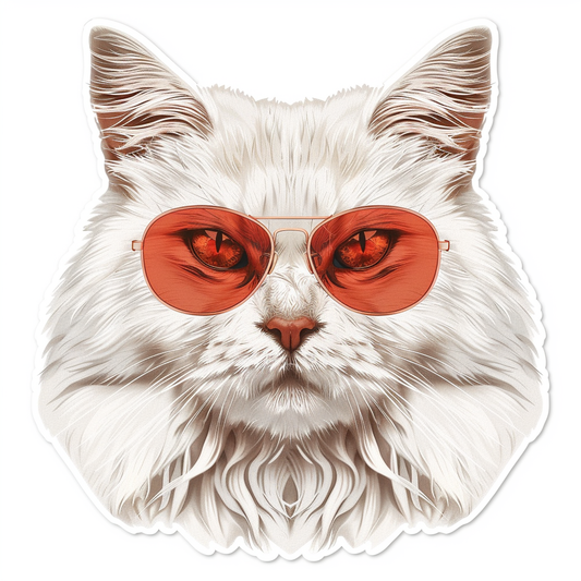 Adorable Turkish Angora Cat  Vinyl Decal Sticker for Car, Laptop, Tumbler and more # F020779-4" x 4"