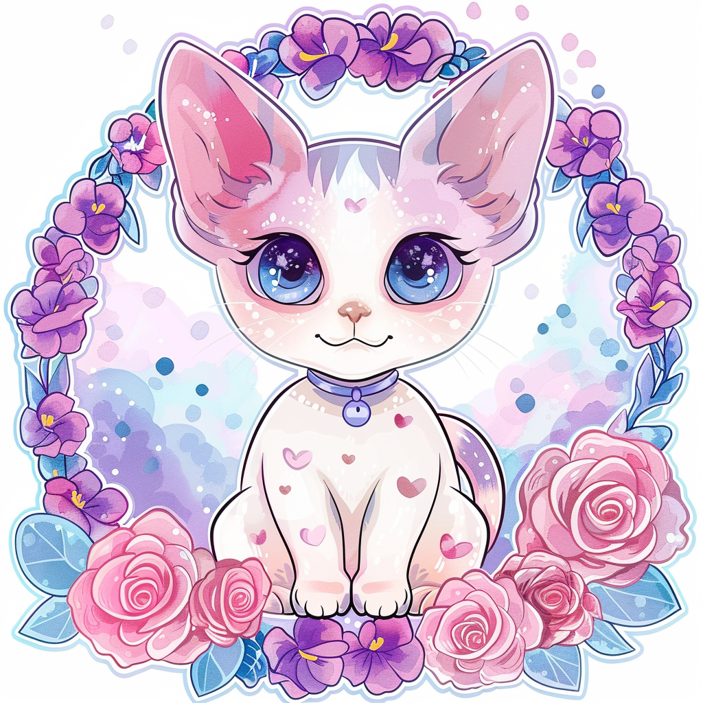 Adorable Cornish Rex Cat Expressive surreal Vinyl Decal Sticker for Car, Laptop, Tumbler and more # F021575-4" x 4"