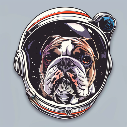 Bulldog Dog astronaut majestic Expressive surreal Vinyl Decal Sticker for Car, Laptop, Tumbler and more # F017313