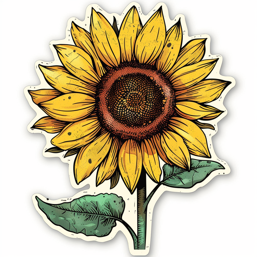 Vinyl Sunflower  Vinyl Decal Sticker for Car, Laptop, Tumbler and more # F023349