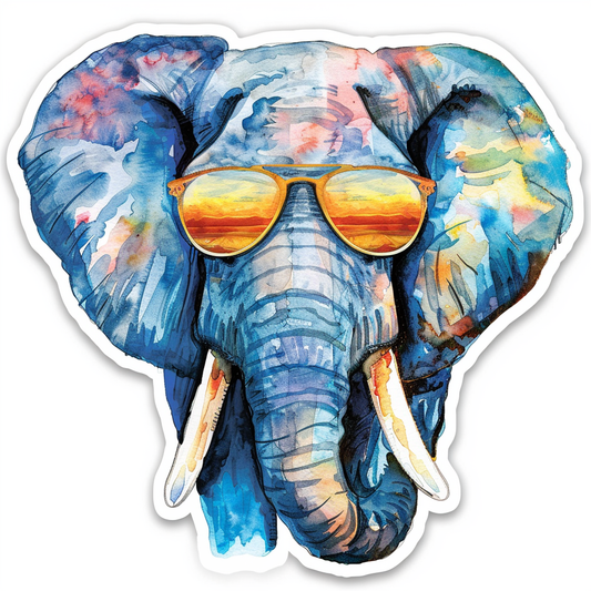 Elephant Expressive surreal Vinyl Decal Sticker for Car, Laptop, Tumbler and more # F022203-4" x 4"