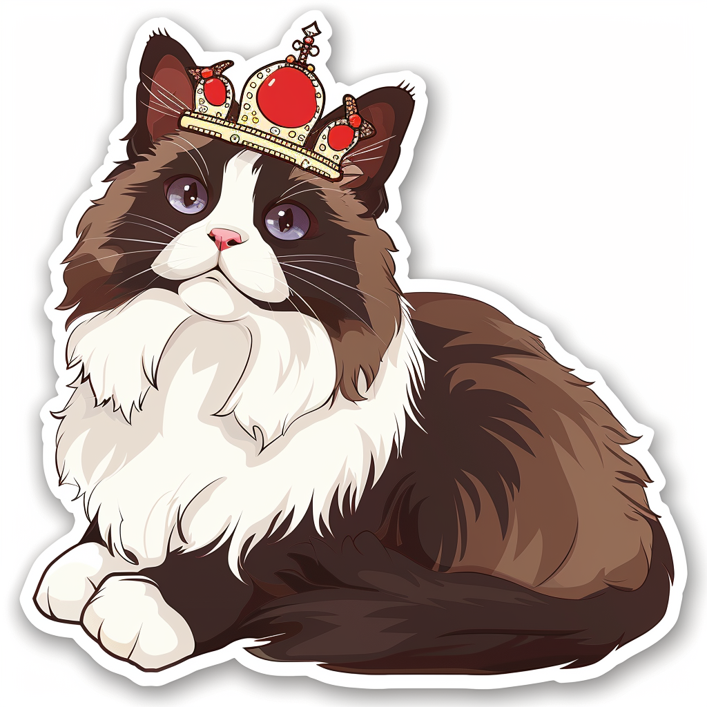 Ragdoll Cat crowned Vinyl Decal Sticker for Car, Laptop, Tumbler and more # F010207
