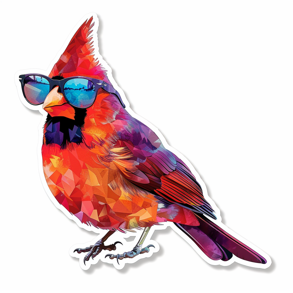 Cardinal Bird majestic Expressive surreal Vinyl Decal Sticker for Car, Laptop, Tumbler and more # F024228