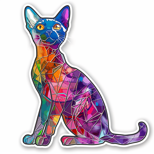 Abyssinian Cat astronaut majestic Expressive surreal Vinyl Decal Sticker for Car, Laptop, Tumbler and more # F021124-4" x 4"