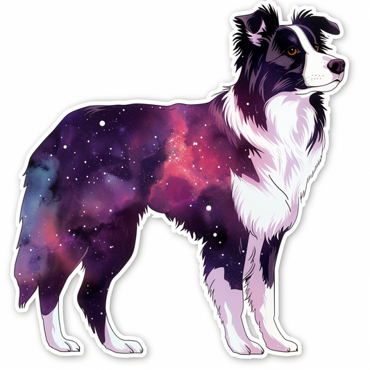 Border Collie Dog majestic Expressive surreal Vinyl Decal Sticker for Car, Laptop, Tumbler and more # F021843-4" x 4"