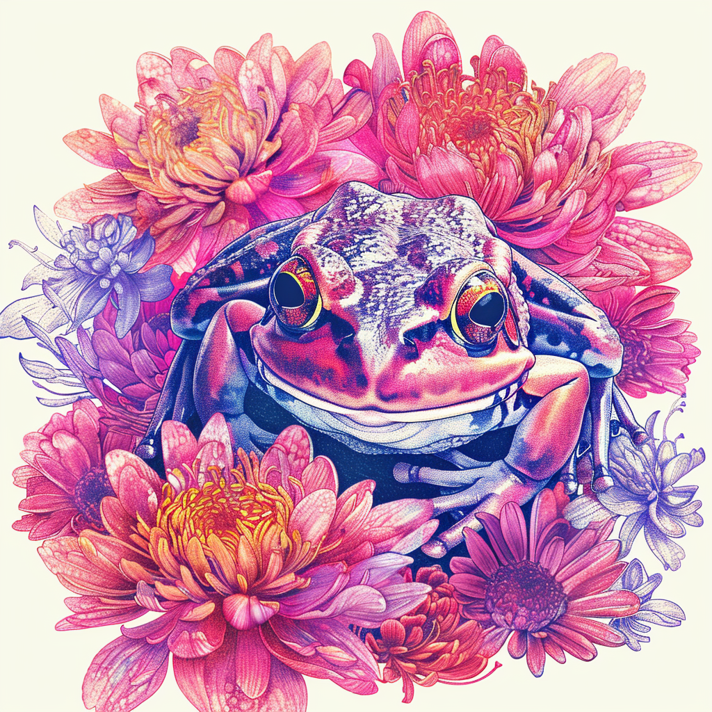 Sticker of a Frog floral majestic Expressive surreal Vinyl Decal Sticker for Car, Laptop, Tumbler and more # F015881