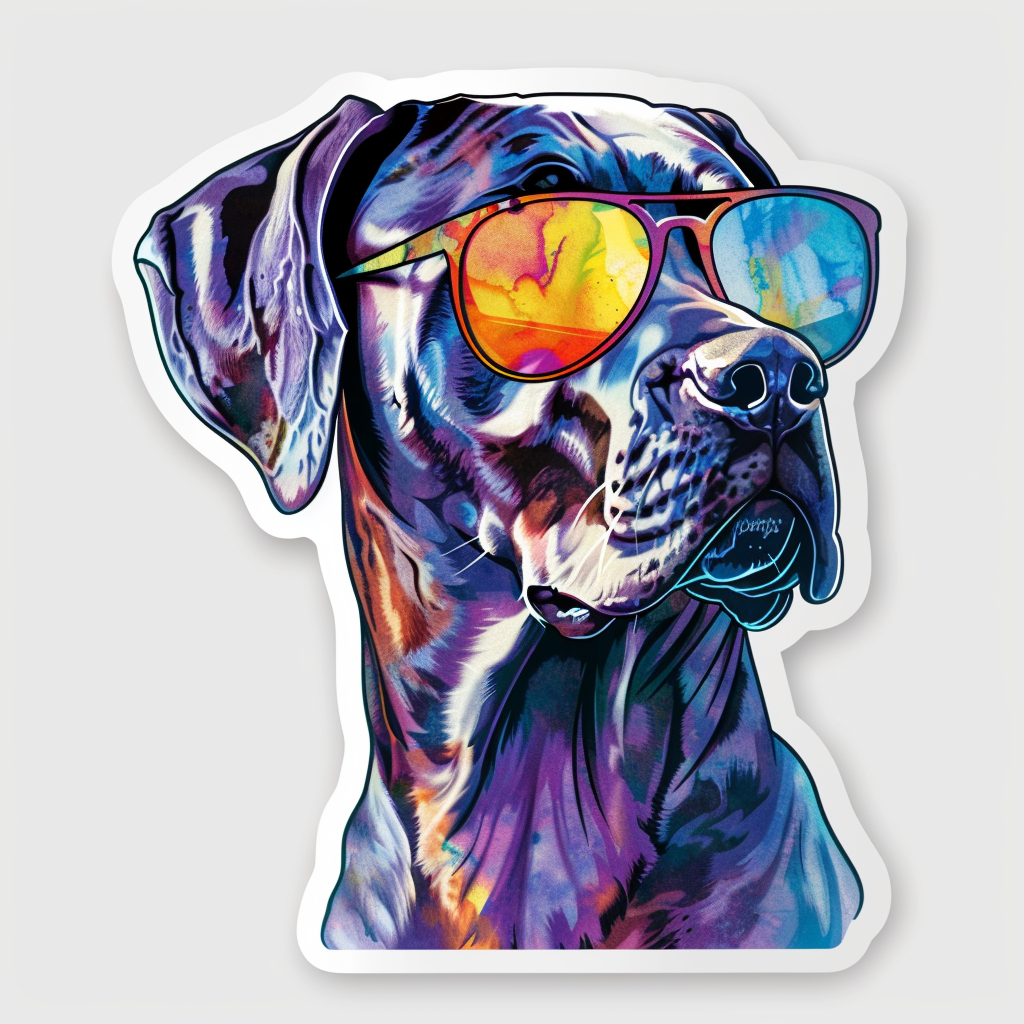 Adorable Great Dane Dog Expressive surreal Vinyl Decal Sticker for Car, Laptop, Tumbler and more # F018106