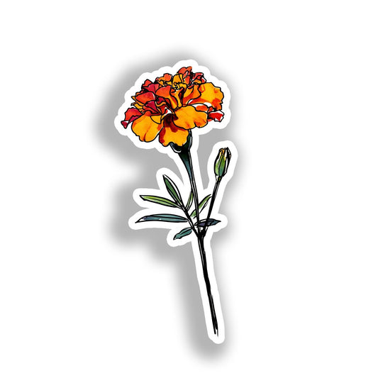 Marigold Flower Vinyl Decal Sticker for Car, Laptop, Tumbler and more # A019447-4" x 4"