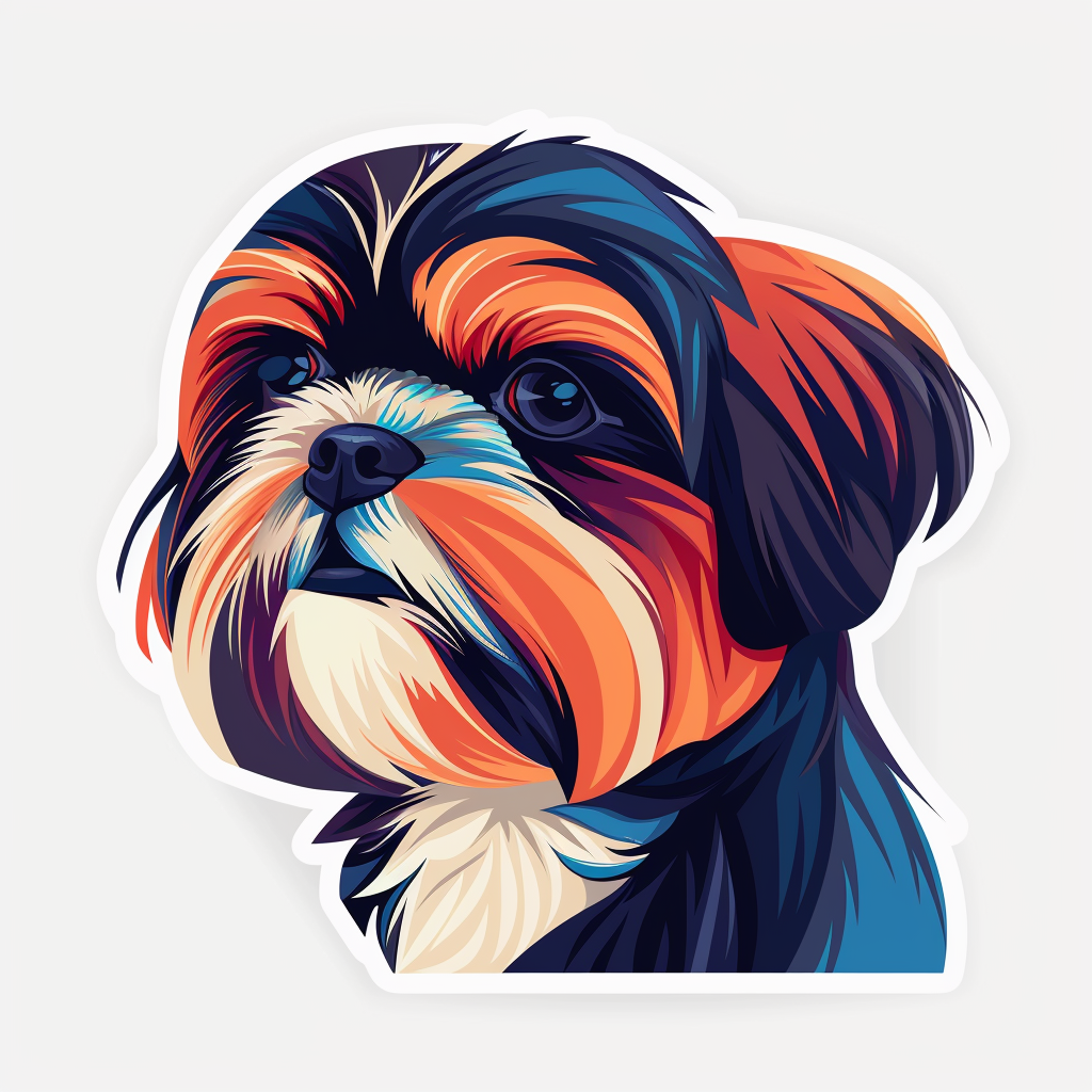Adorable Shih Tzu Dog Expressive surreal Vinyl Decal Sticker for Car, Laptop, Tumbler and more # F018480