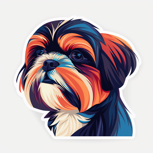 Adorable Shih Tzu Dog Expressive surreal Vinyl Decal Sticker for Car, Laptop, Tumbler and more # F018480