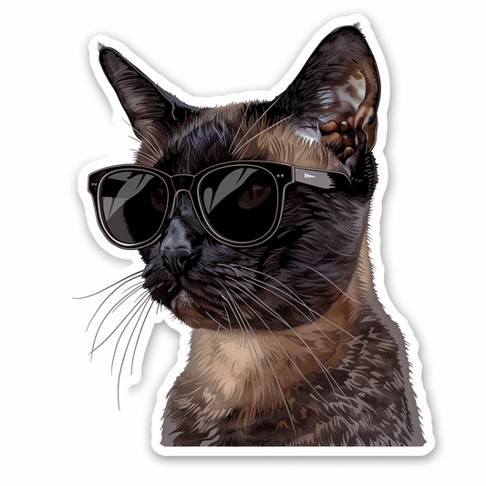 Burmese Cat wearing sunglasses Vinyl Decal Sticker for Car, Laptop, Tumbler and more # F010687