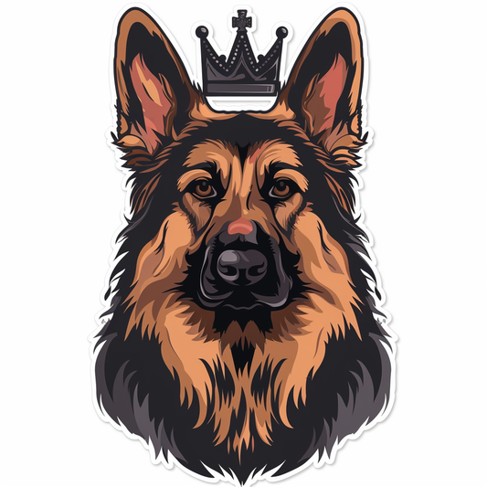 German Shepherd Dog crowned Vinyl Decal Sticker for Car, Laptop, Tumbler and more # F011499