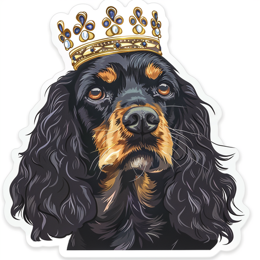 Cocker Spaniel Dog crowned majestic Expressive surreal Vinyl Decal Sticker for Car, Laptop, Tumbler and more # F020218-4" x 4"