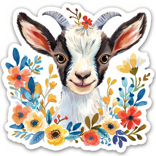 Goat majestic Expressive surreal Vinyl Decal Sticker for Car, Laptop, Tumbler and more # F020567-4" x 4"